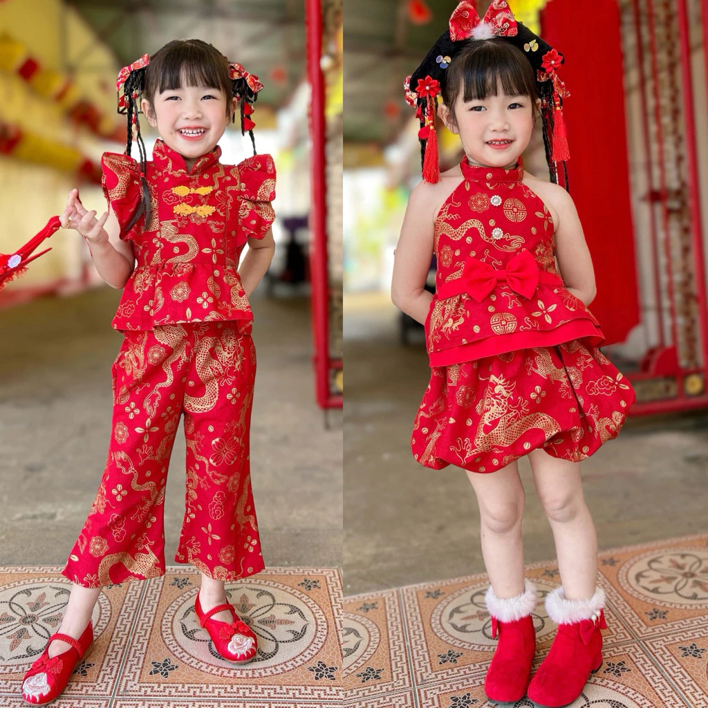 ชุดตรุษจีนเด็กผู้หญิง 1-5 ปี มีหลายแบบ